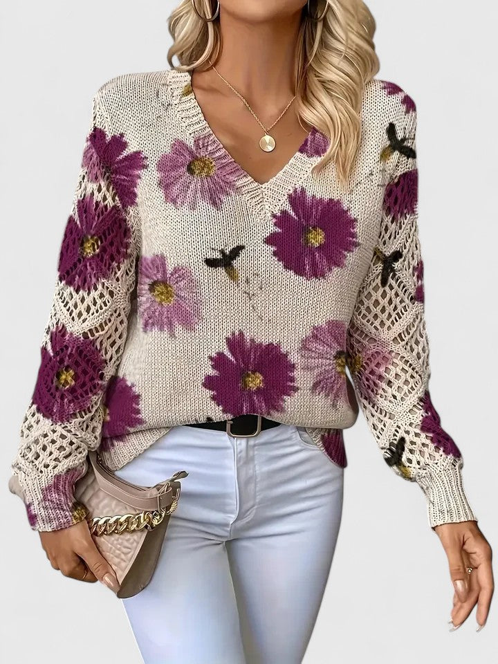 Maelynn™ – Floral Sweater for Timeless Elegance