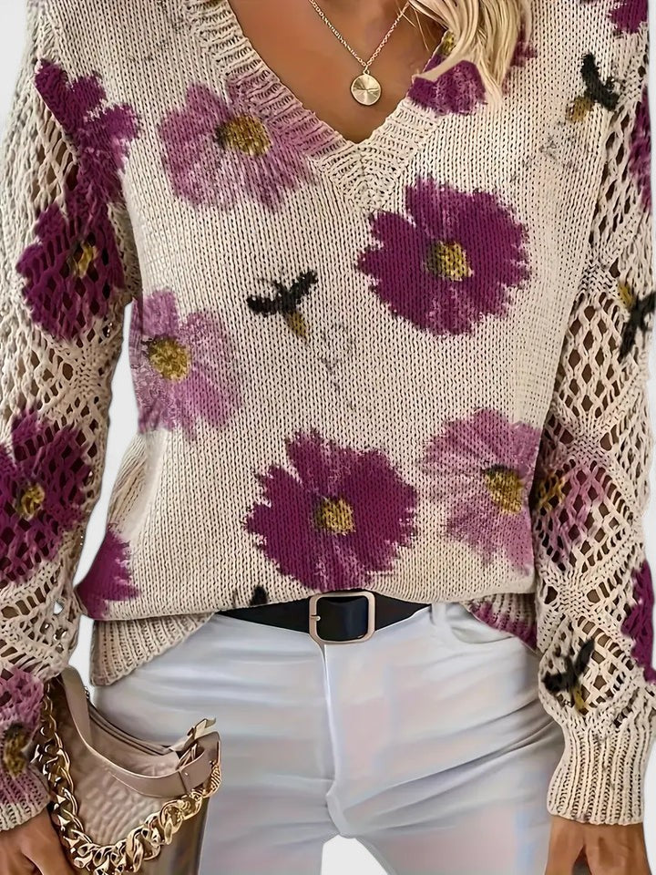 Maelynn™ – Floral Sweater for Timeless Elegance