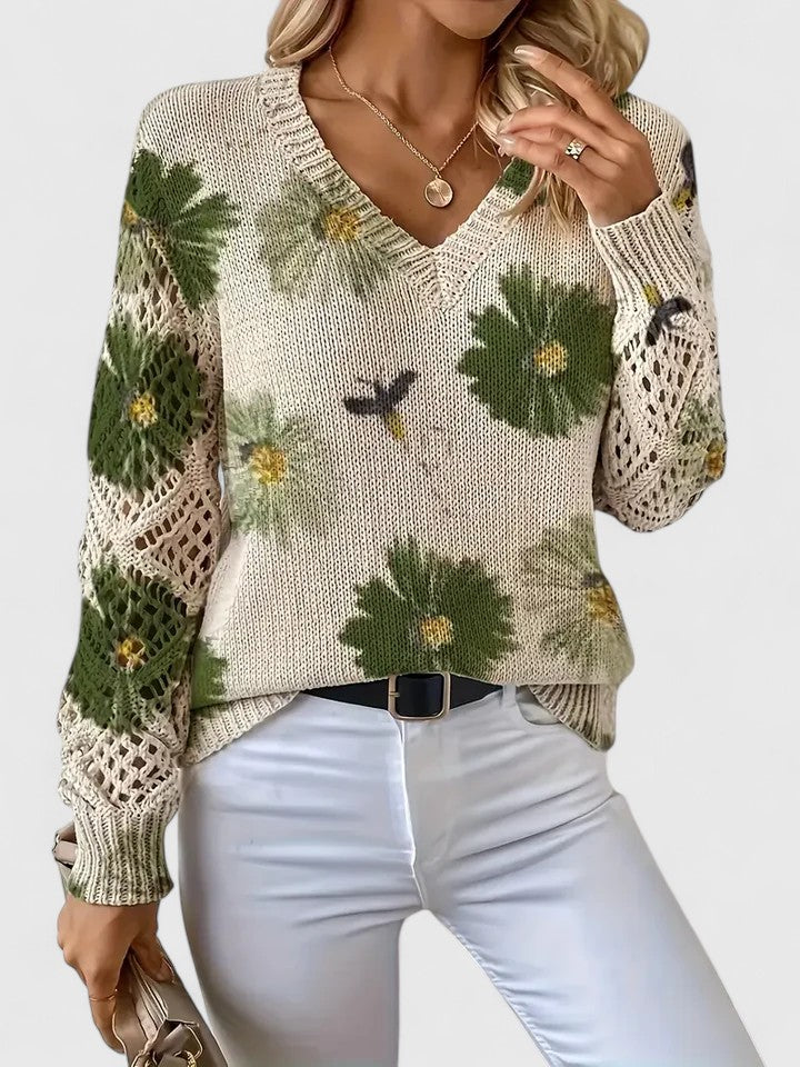 Maelynn™ – Floral Sweater for Timeless Elegance