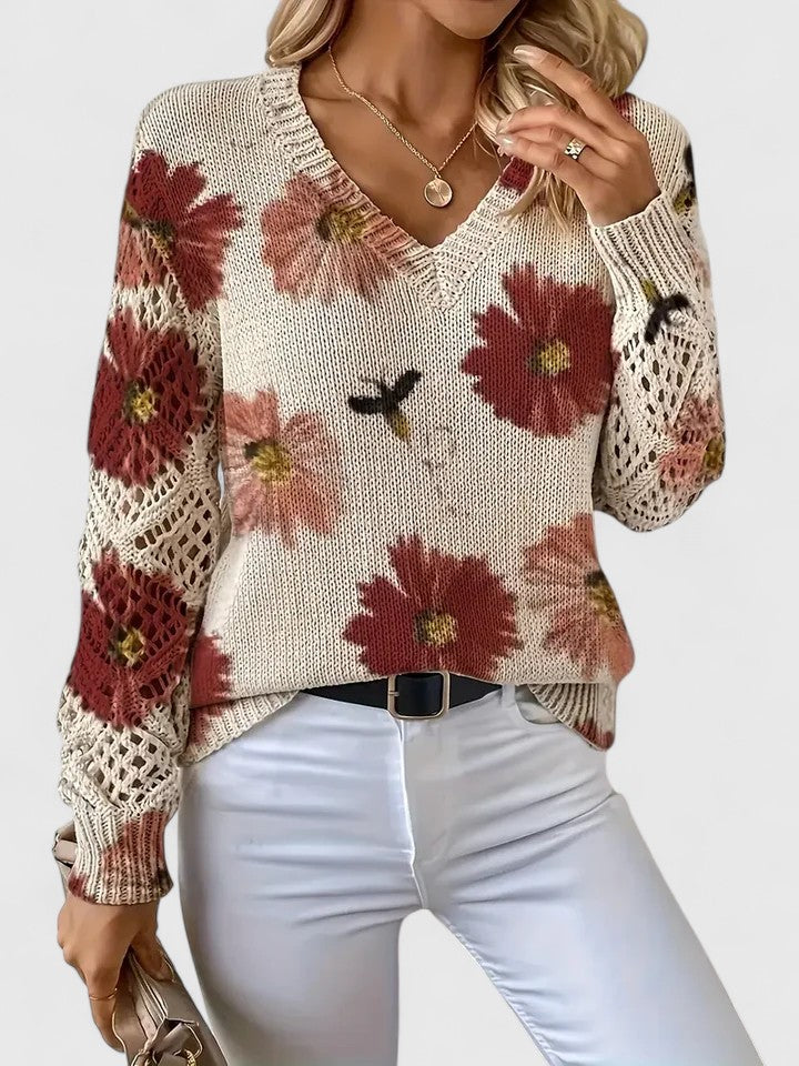 Maelynn™ – Floral Sweater for Timeless Elegance