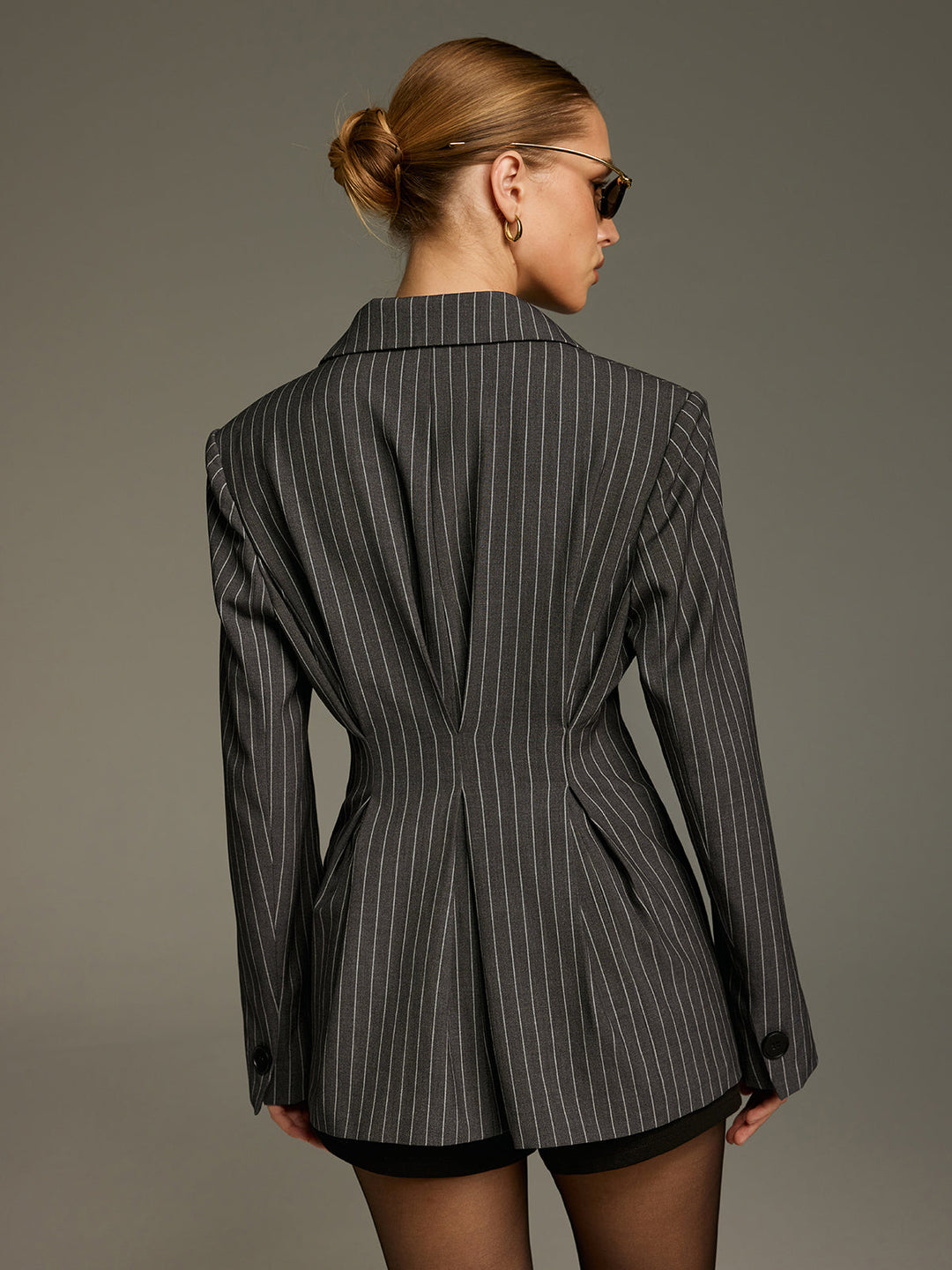 Pinstripe Double-Breasted Blazer