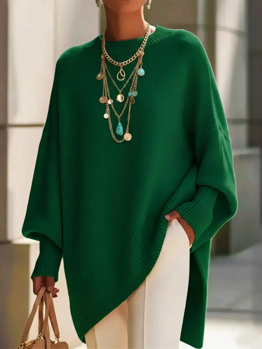 Women's Cozy Loose Asymmetrical Hem Sweater